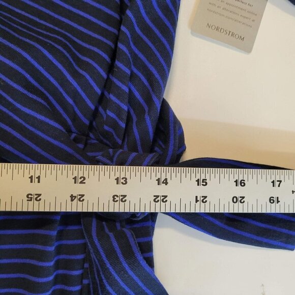 Melloday Women's Blue Black Stripe Long Sleeve Mid Length Dress Size S NWT - Picture 9 of 10